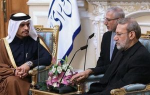 وزیر خارجه قطر در دیدار با لاریجانی: به ایران آمده ام تا نشان دهم ما در هر شرایطی در کنار شما هستیم وزیر خارجه قطر در دیدار با لاریجانی: به ایران آمده ام تا نشان دهم ما در هر شرایطی در کنار شما هستیم